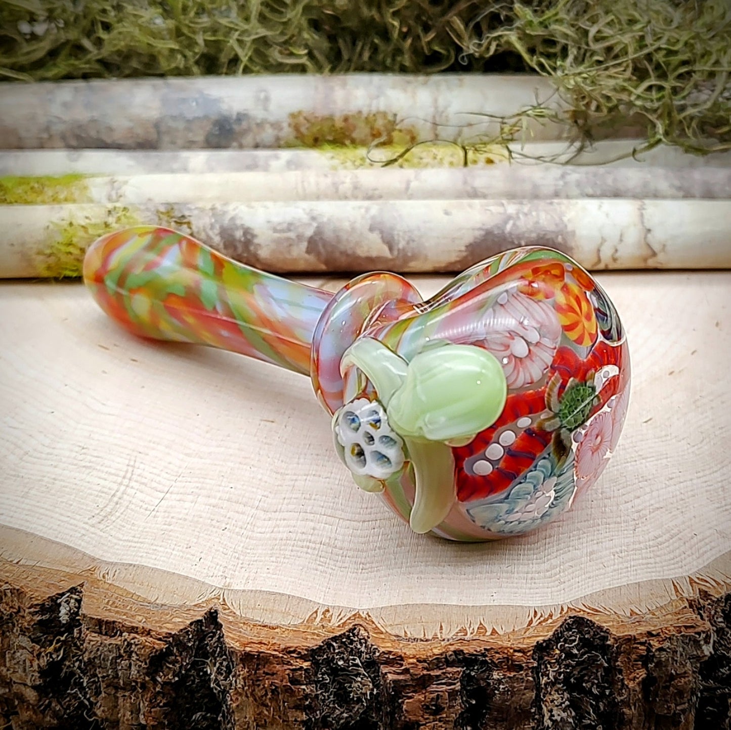 Pipa de mano veteada Turtle Seascape (lista para enviar)