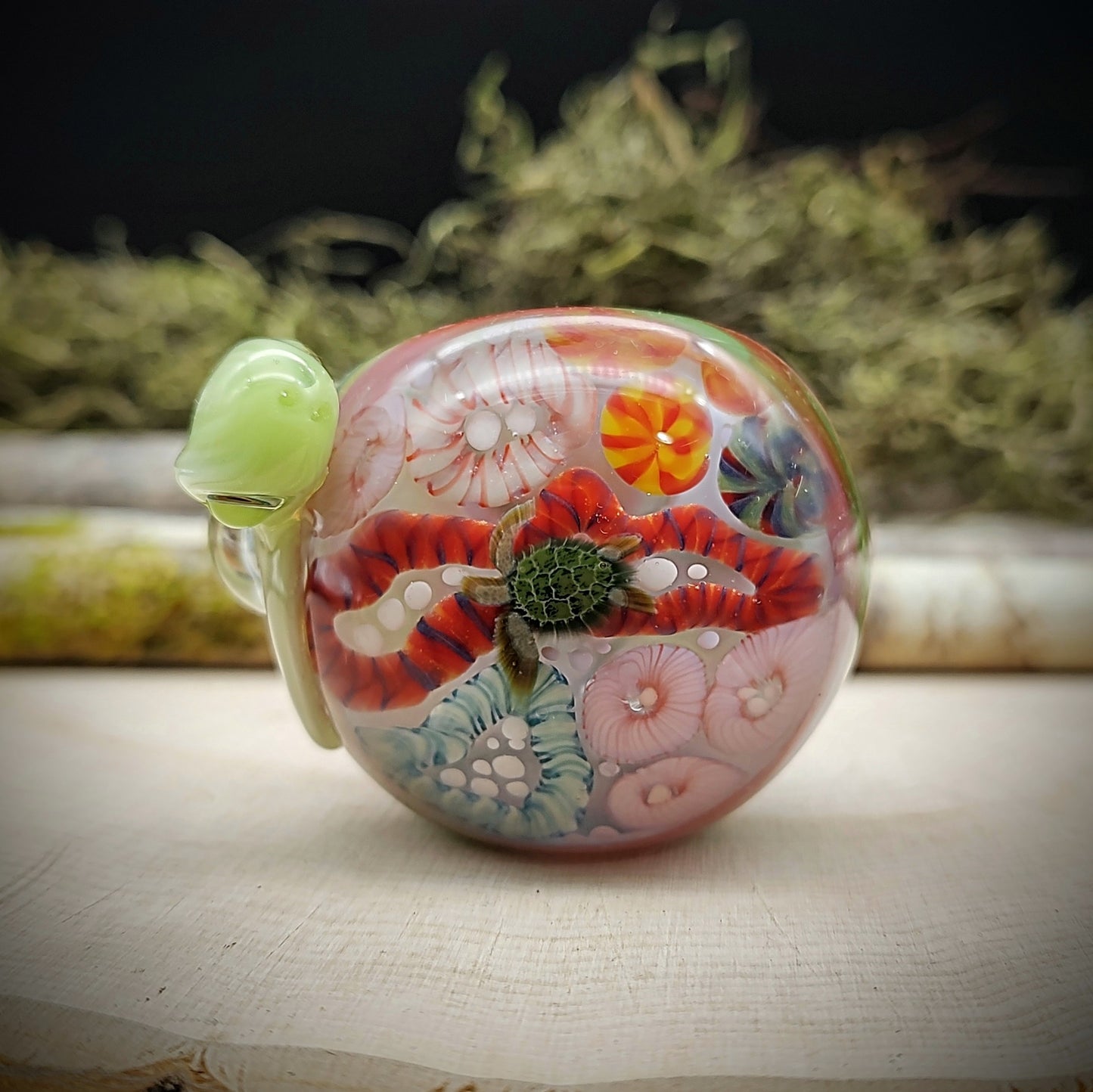 Pipa de mano veteada Turtle Seascape (lista para enviar)