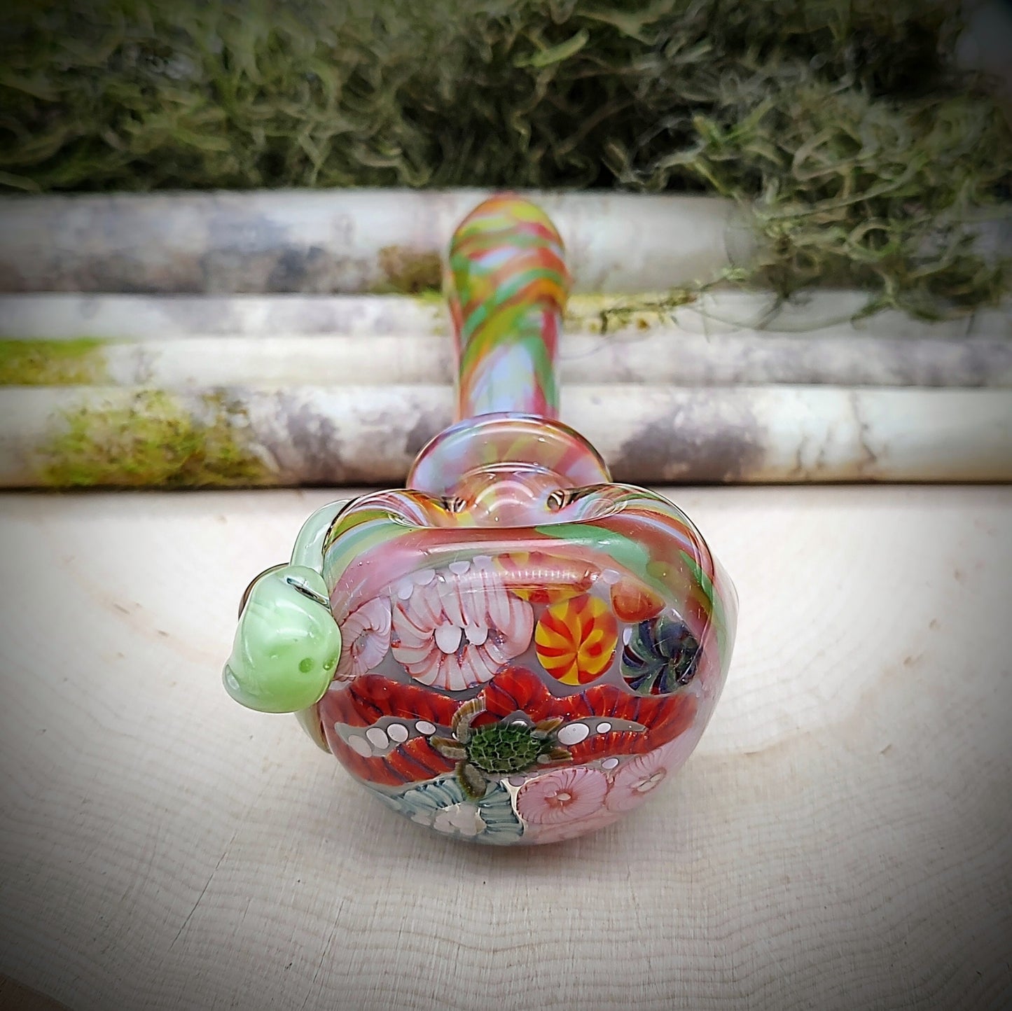 Pipa de mano veteada Turtle Seascape (lista para enviar)