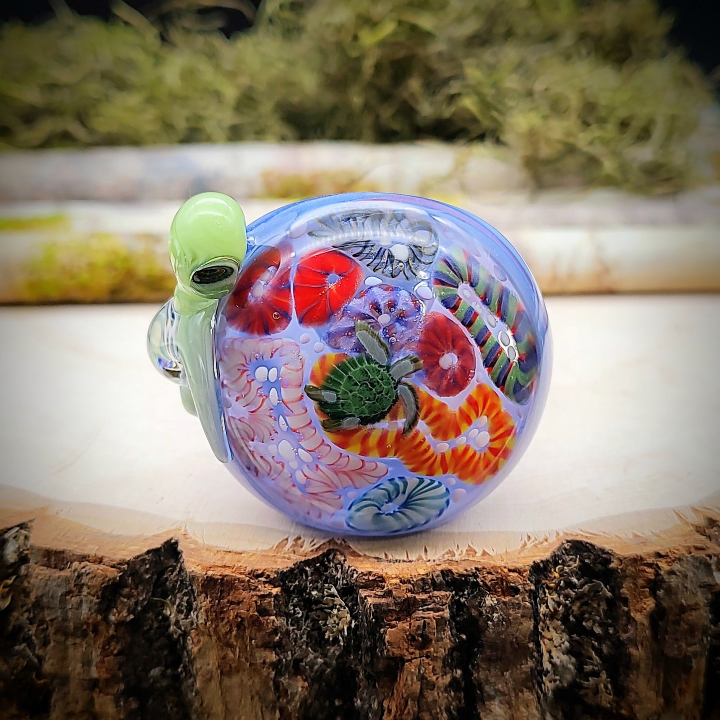 Pipa de mano veteada Turtle Seascape (lista para enviar)