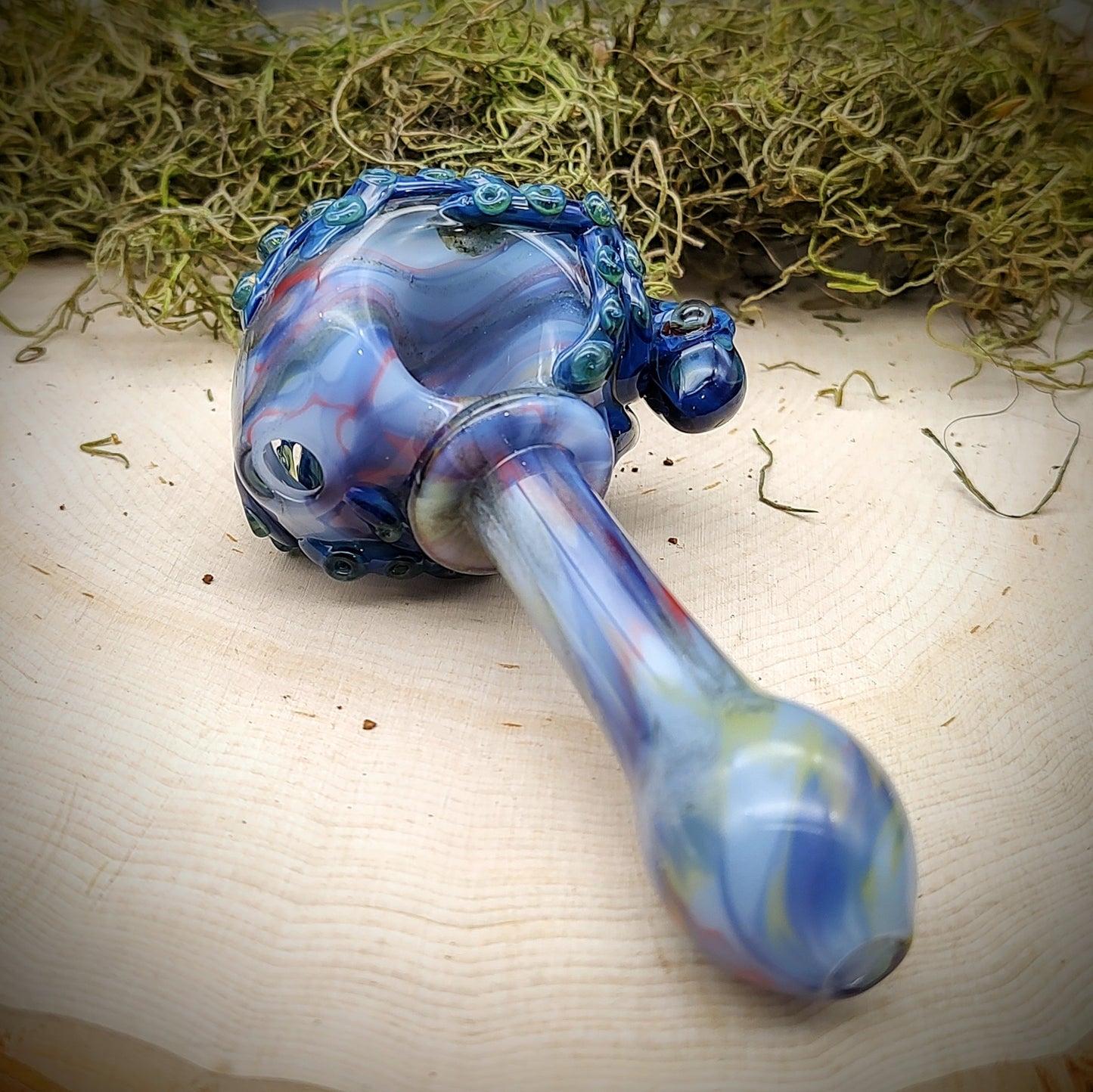 Pipa de mano de mármol Octopus Seascape (lista para enviar)
