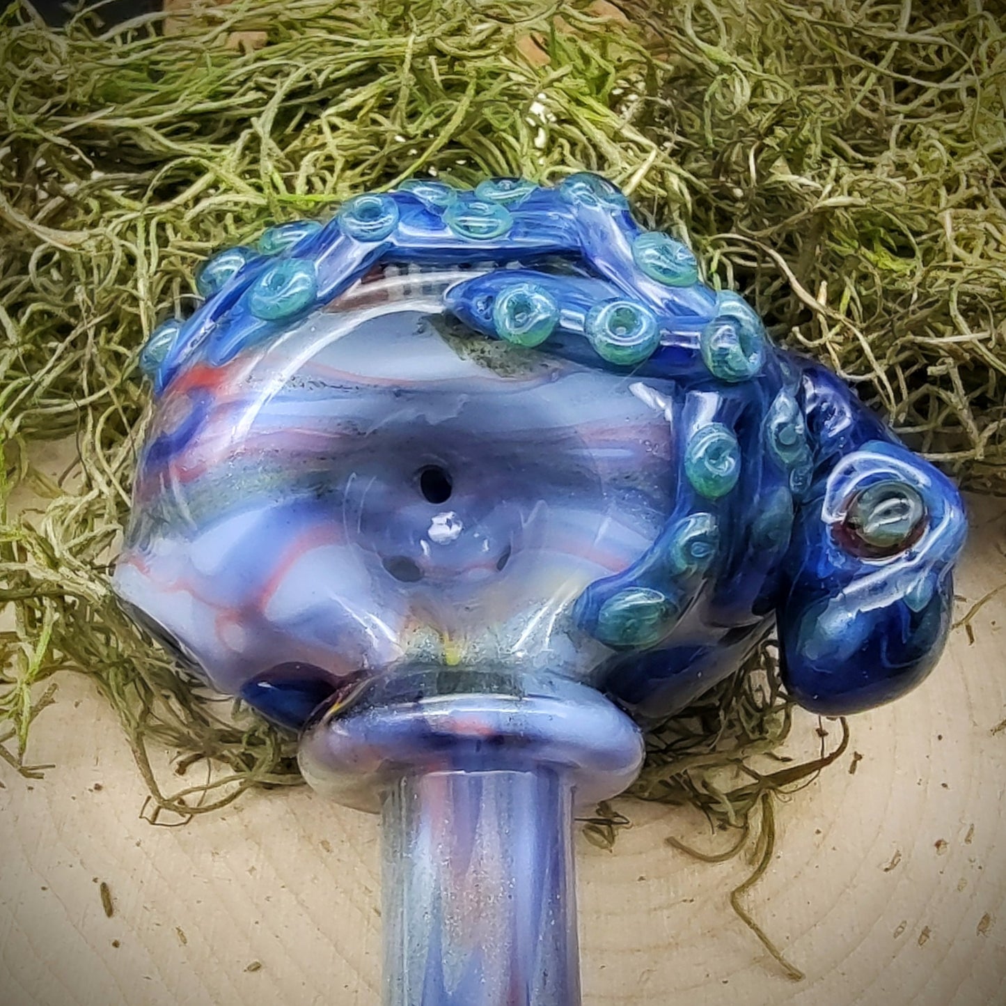 Pipa de mano de mármol Octopus Seascape (lista para enviar)