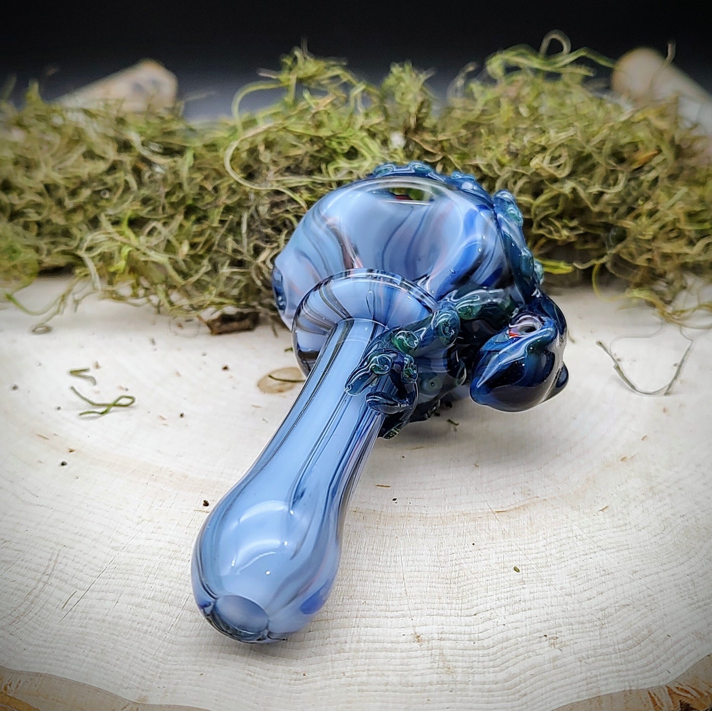 Pipa de mano de mármol Octopus Seascape (lista para enviar)