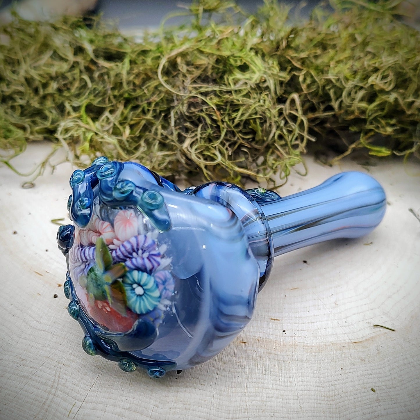 Pipa de mano de mármol Octopus Seascape (lista para enviar)