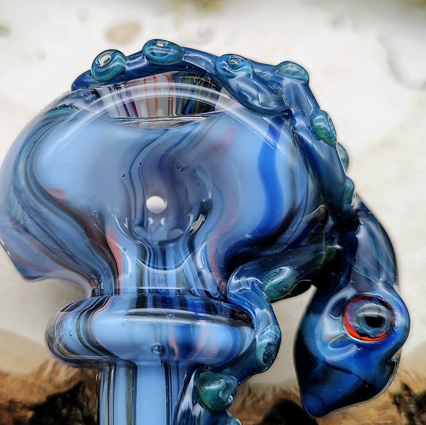 Pipa de mano de mármol Octopus Seascape (lista para enviar)