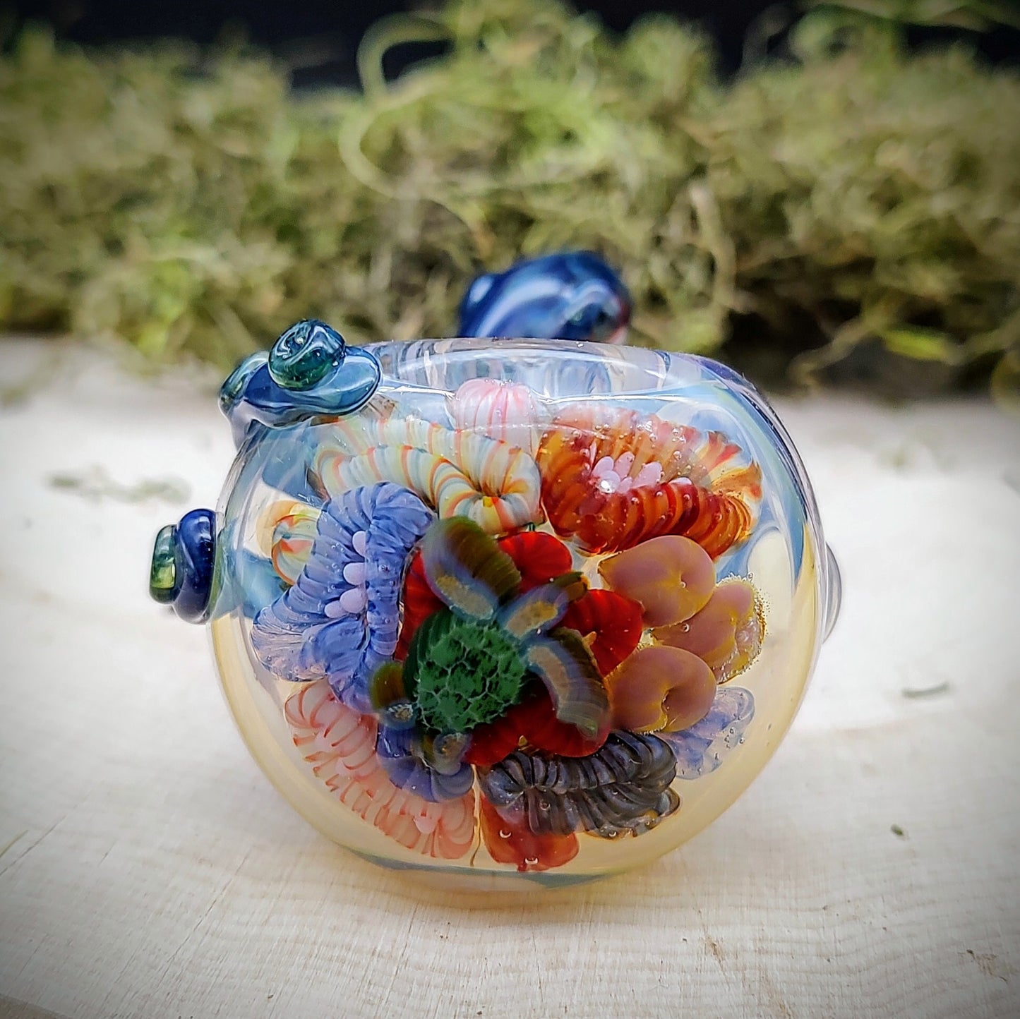 Octopus Seascape Marbled Hand Pipe (Ready to Ship)