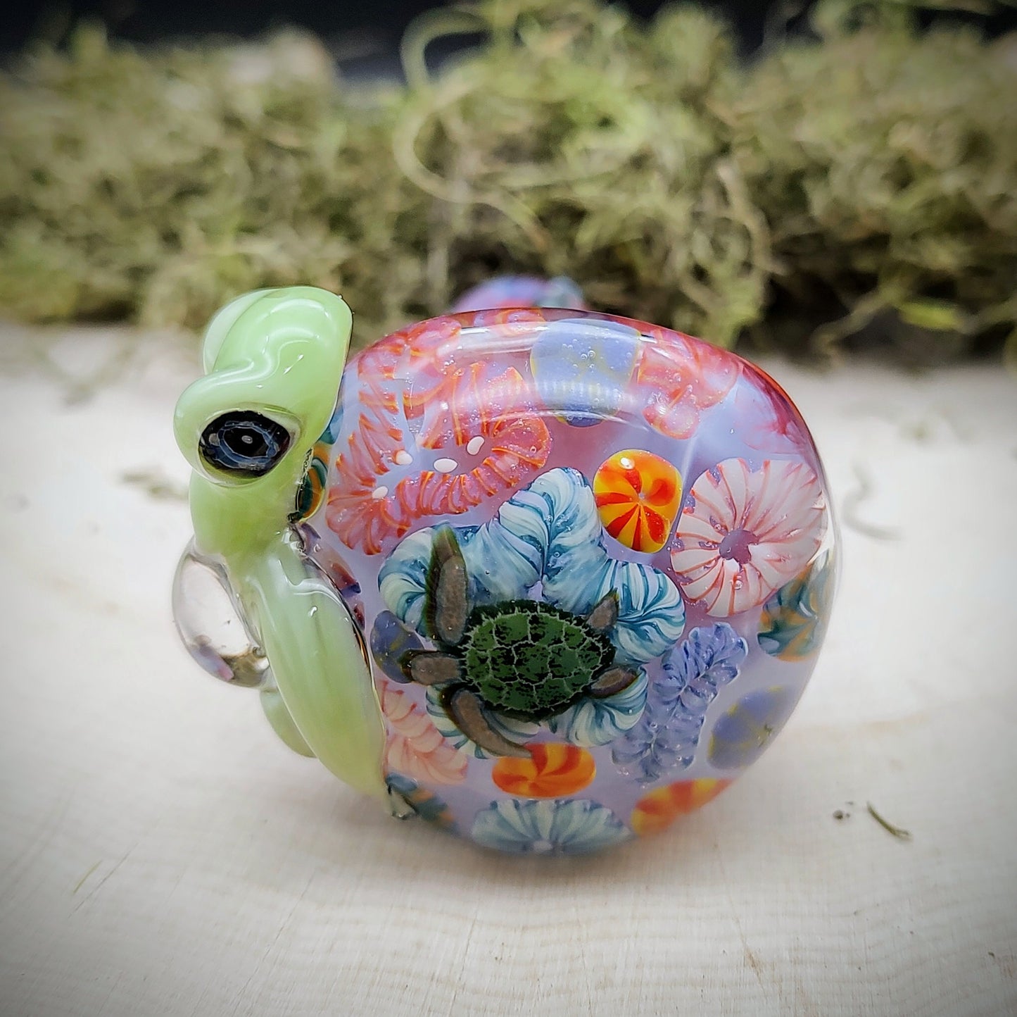 Pipa de mano veteada Turtle Seascape (lista para enviar)