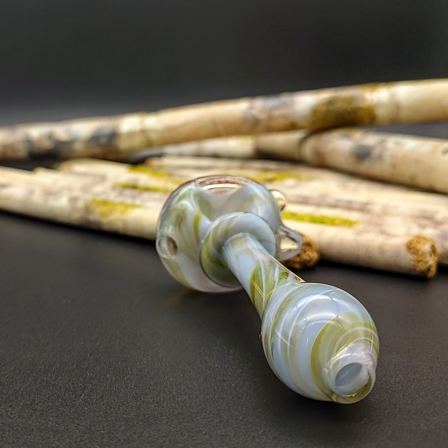 Dichro Faced Hand Pipe - Marbled Blue/Green (Ready to Ship)
