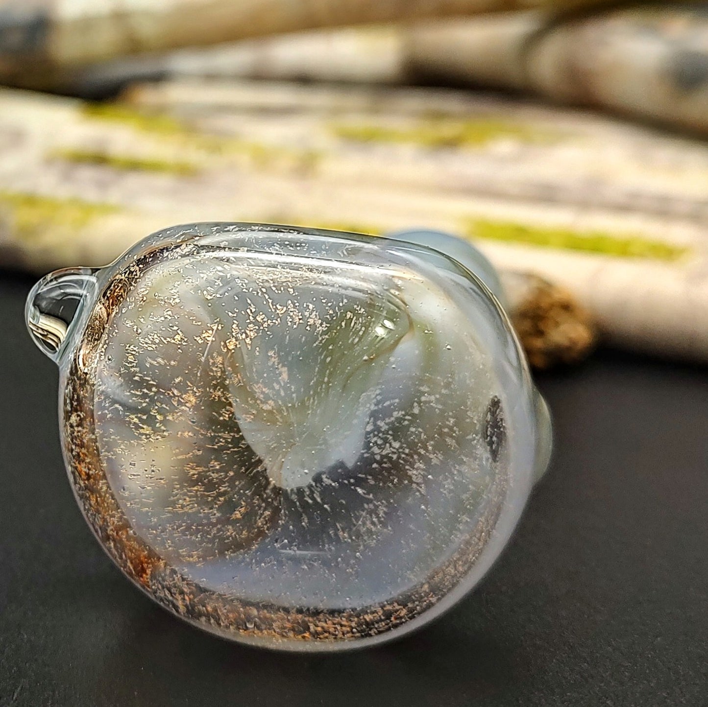 Dichro Faced Hand Pipe - Marbled Blue/Green (Ready to Ship)