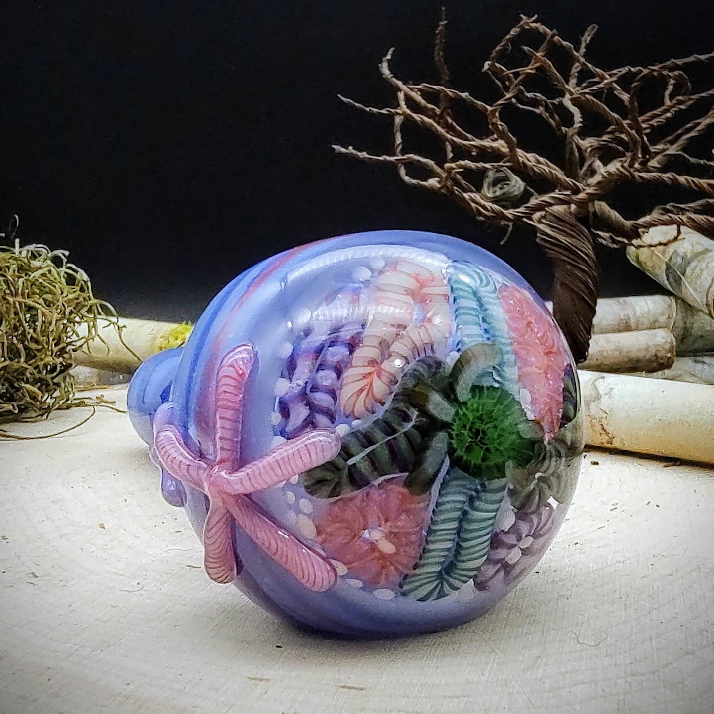 Pipa de mano veteada Starfish Seascape (lista para enviar)