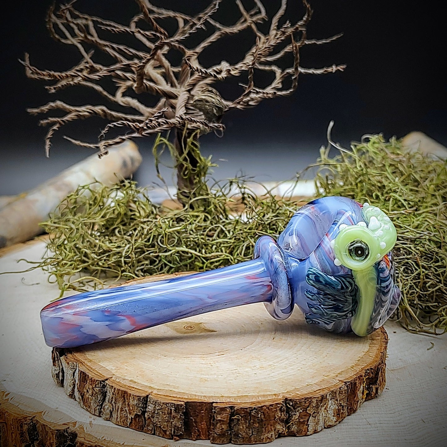 Pipa de mano de mármol Seahorse Seascape (lista para enviar)