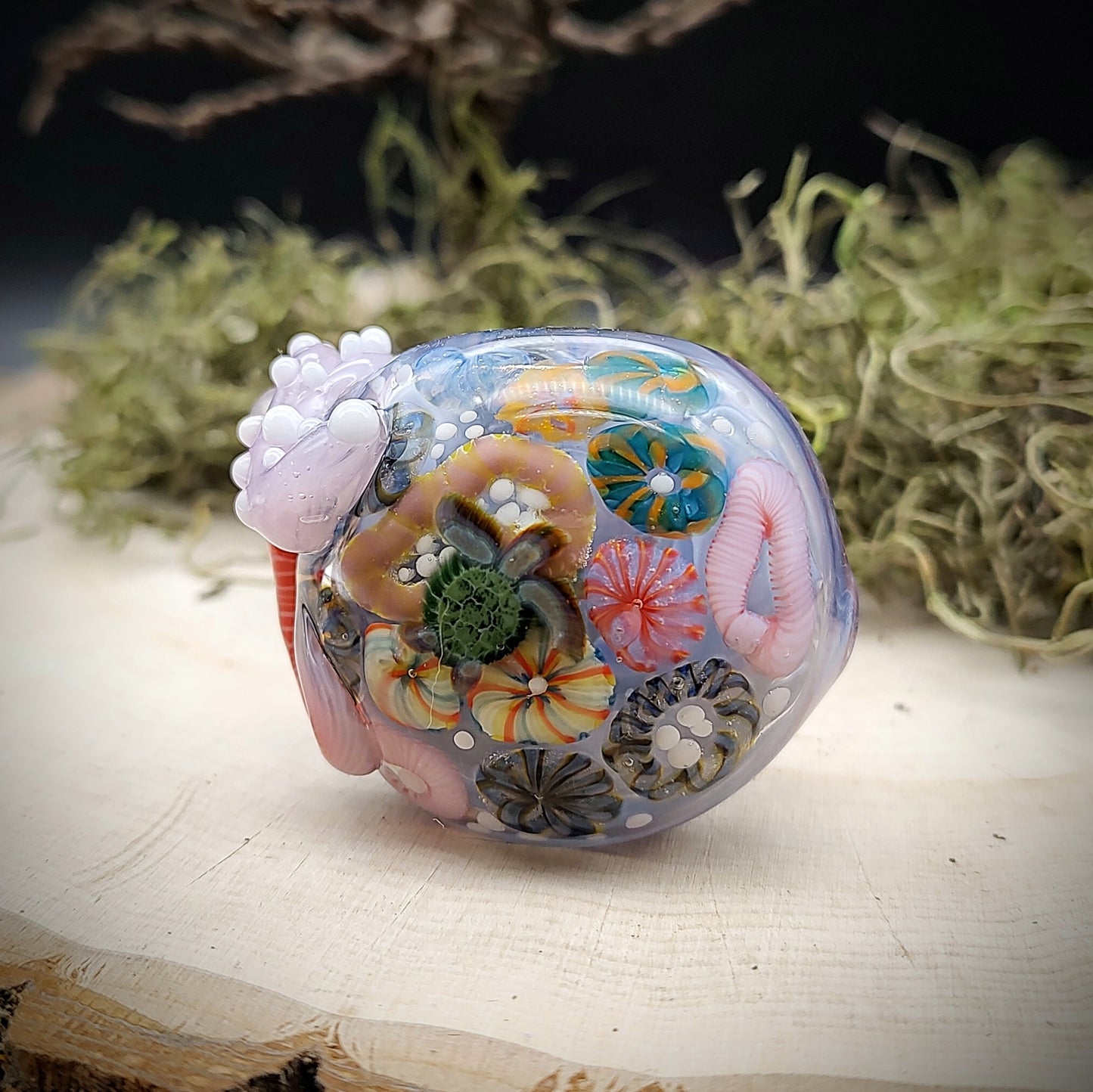Pipa de mano de mármol Seahorse Seascape (lista para enviar)