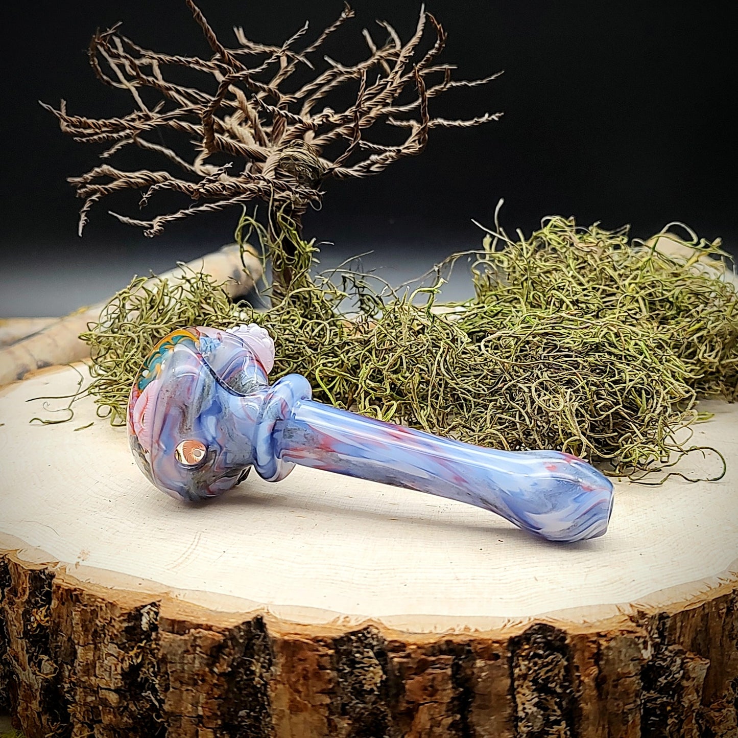 Pipa de mano de mármol Seahorse Seascape (lista para enviar)