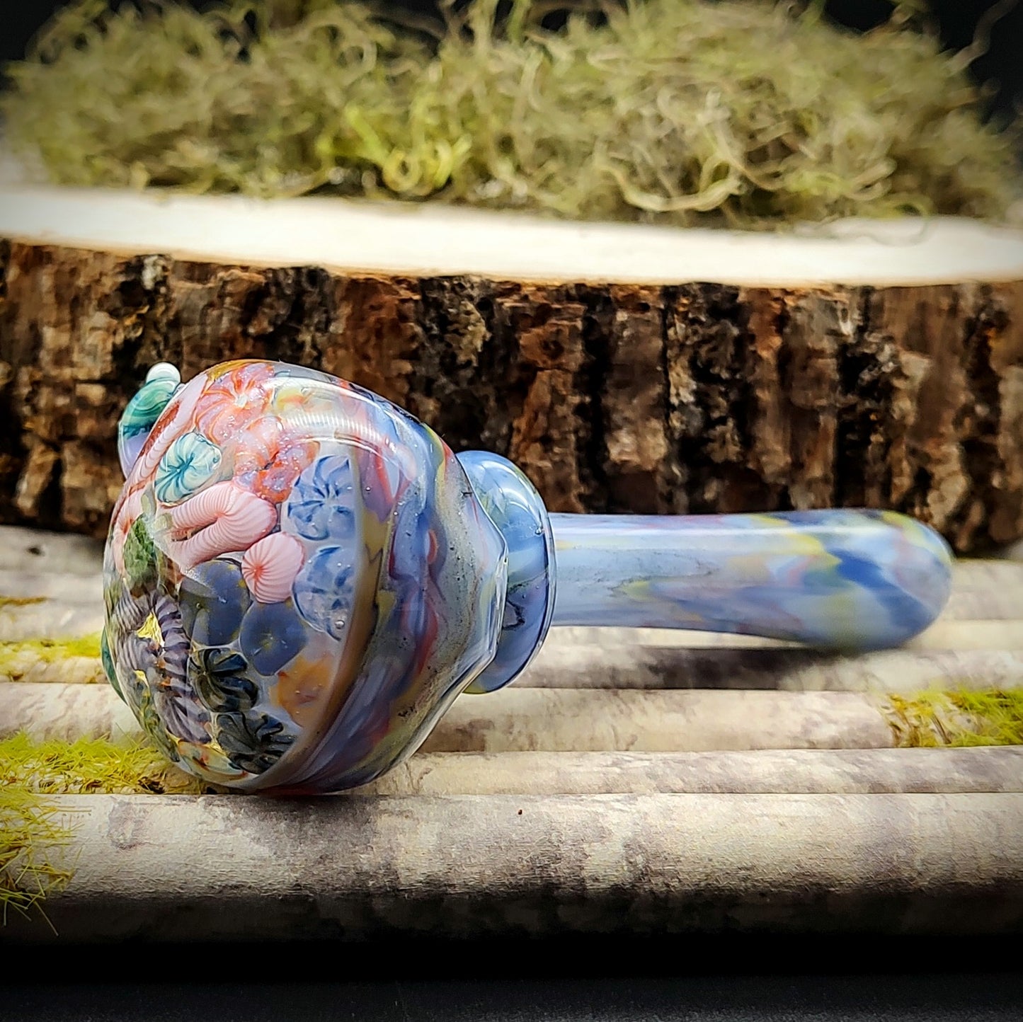 Seahorse Seascape Marbled Hand Pipe (Ready to Ship)