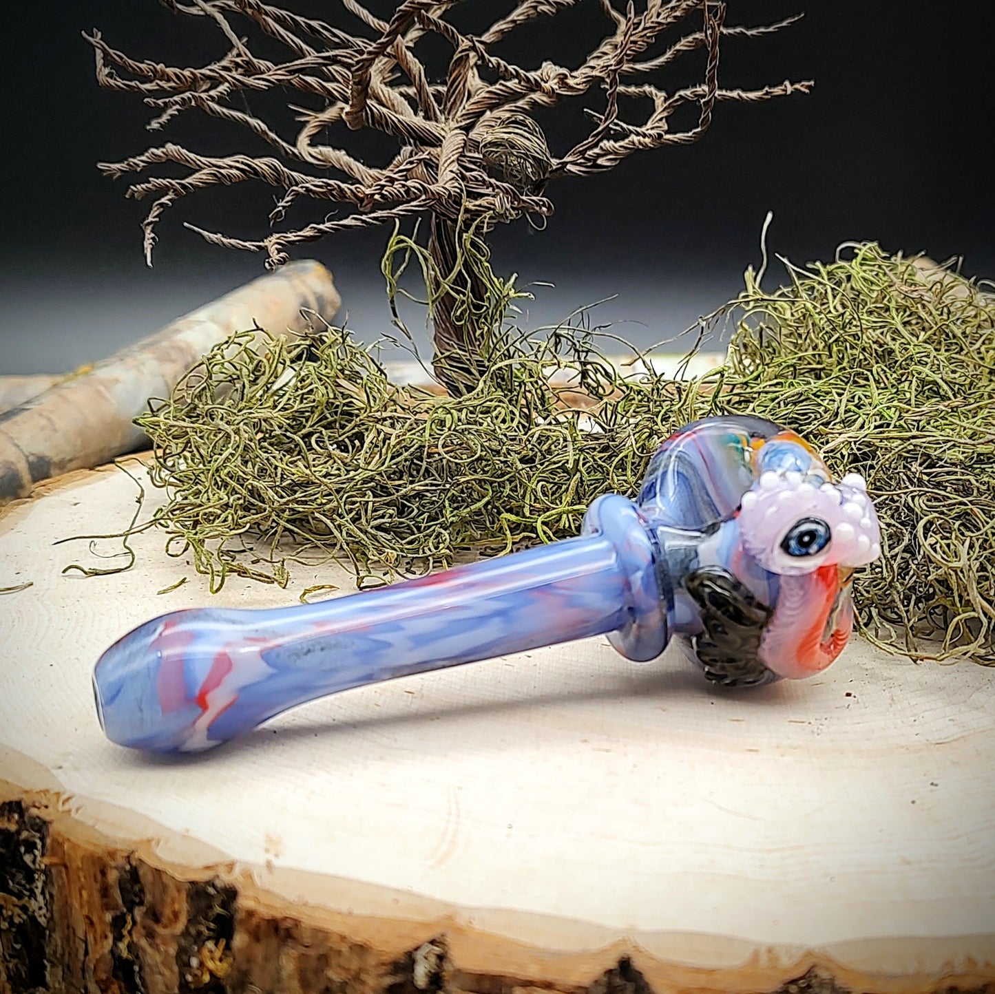 Pipa de mano de mármol Seahorse Seascape (lista para enviar)