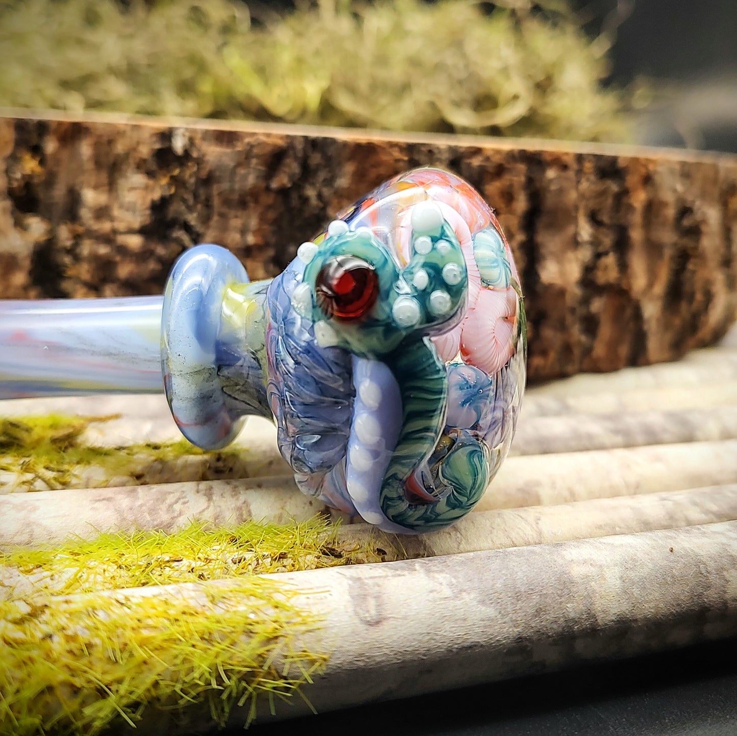 Seahorse Seascape Marbled Hand Pipe (Ready to Ship)