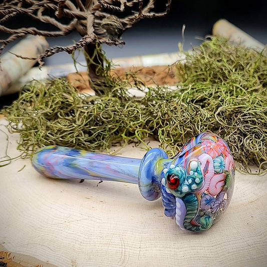 Pipa de mano de mármol Seahorse Seascape (lista para enviar)