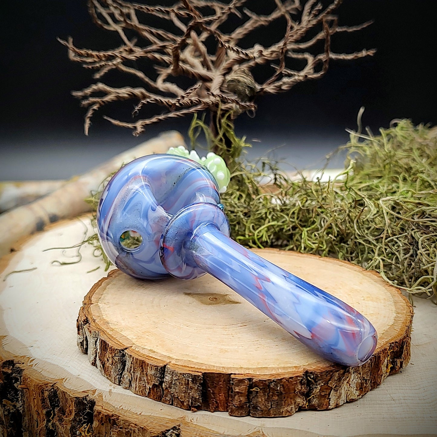Pipa de mano de mármol Seahorse Seascape (lista para enviar)