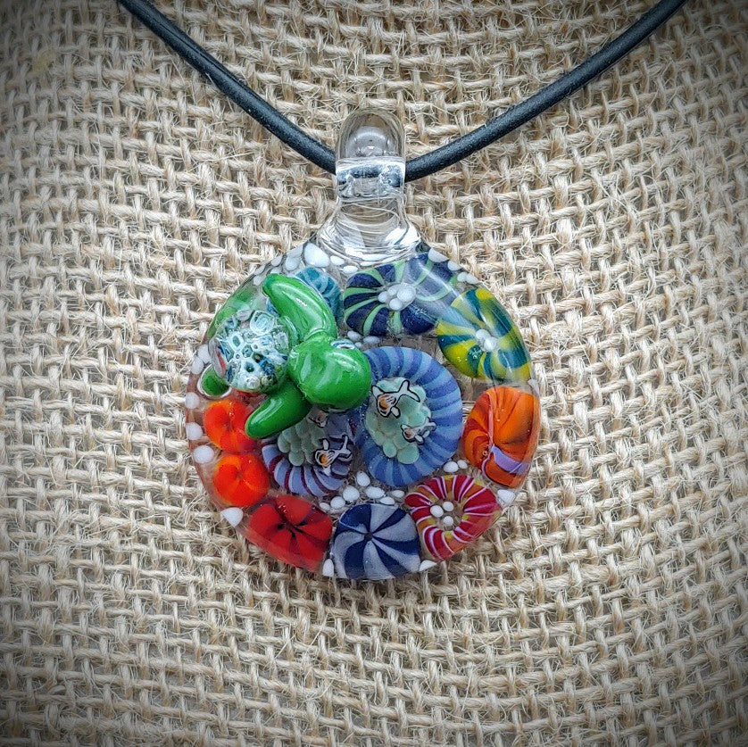 Seascape Turtle Pendant (Ready To Ship)
