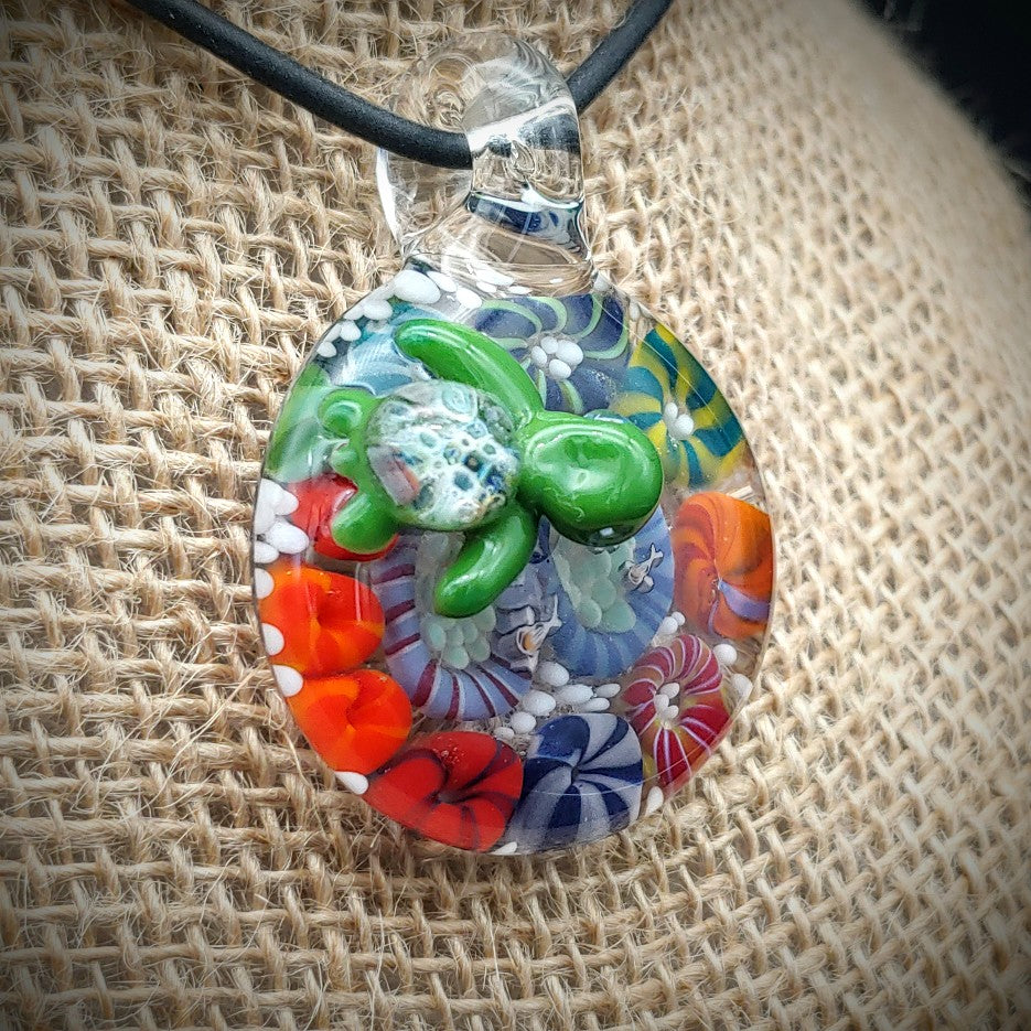 Seascape Turtle Pendant (Ready To Ship)