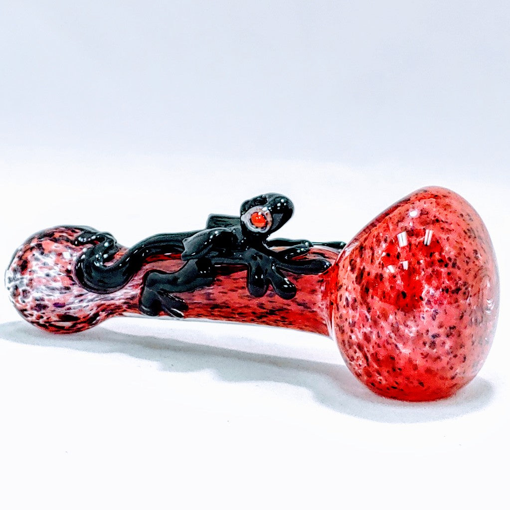 Baby Dragon Glass Hand Smoking Pipe 4"-5" in Length; All pipes are made with a 3-hole bowl which serves as a built in glass screen, helping to cut back on any unsmoked material accidentally being sucked through