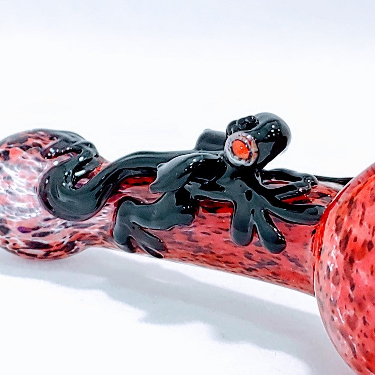 Baby Dragon Glass Hand Smoking Pipe 4"-5" in Length; All pipes are made with a 3-hole bowl which serves as a built in glass screen, helping to cut back on any unsmoked material accidentally being sucked through