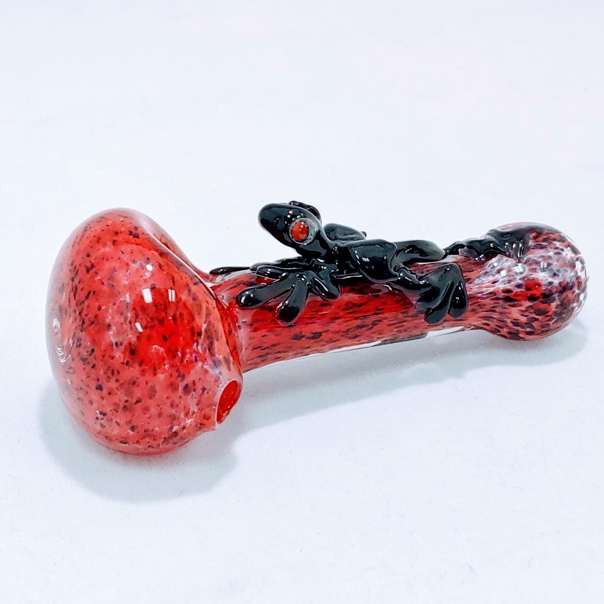 Baby Dragon Glass Hand Smoking Pipe 4"-5" in Length; All pipes are made with a 3-hole bowl which serves as a built in glass screen, helping to cut back on any unsmoked material accidentally being sucked through