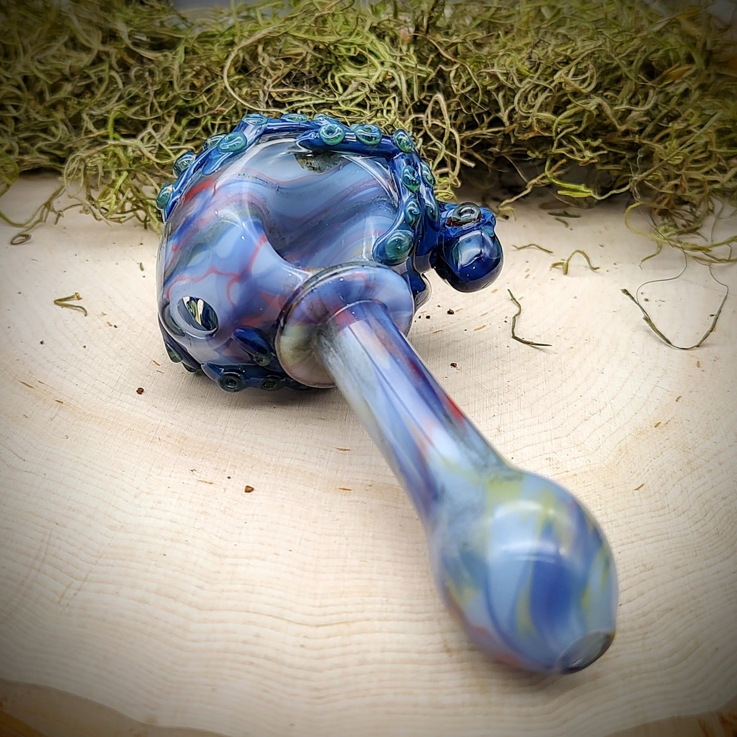 Octopus Seascape Marbled Hand Pipe (Ready to Ship)