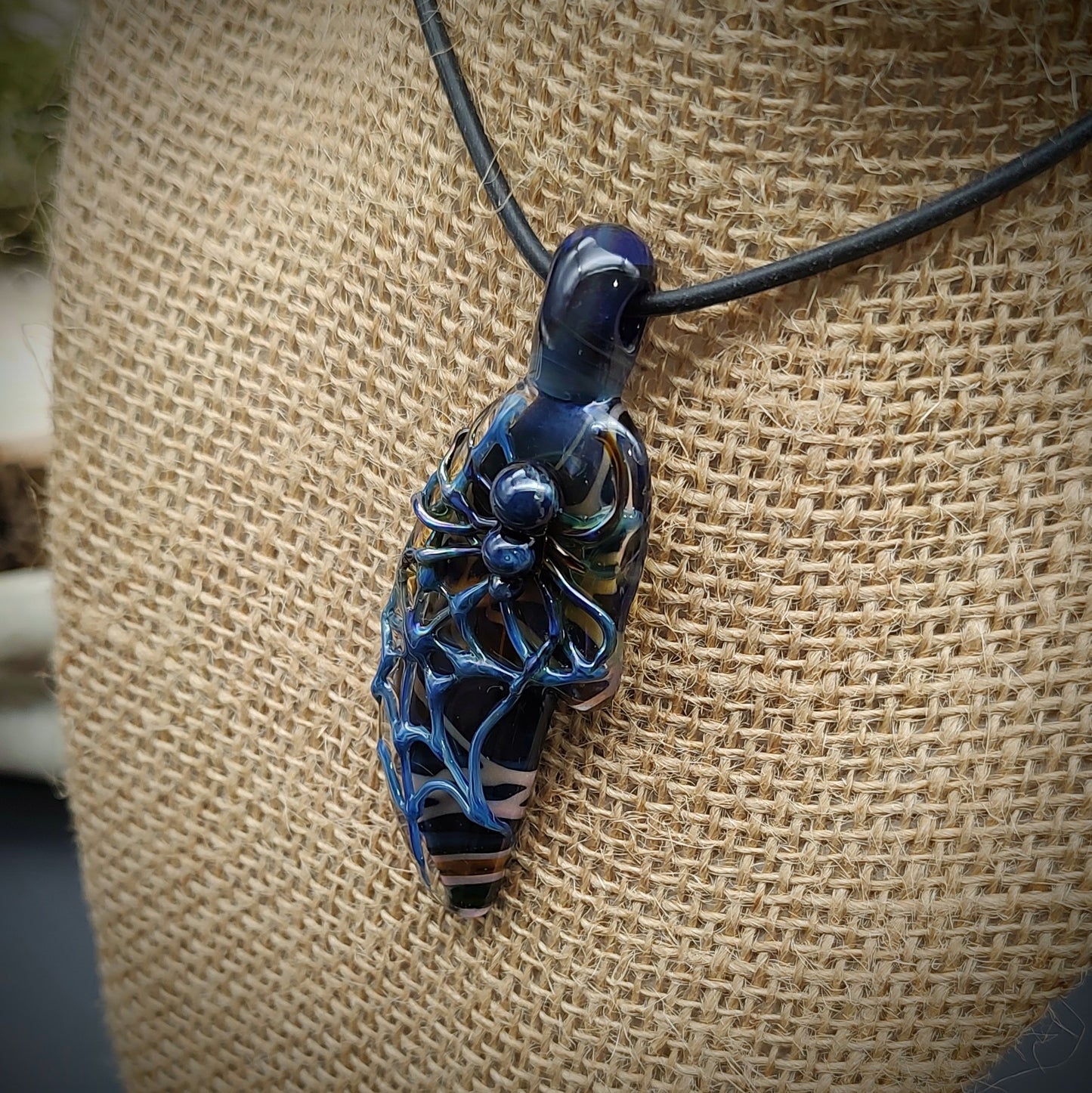 Fumed Spider Pendant (Ready To Ship)