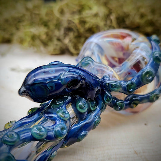 Octopus Seascape Marbled Hand Pipe (Ready to Ship)