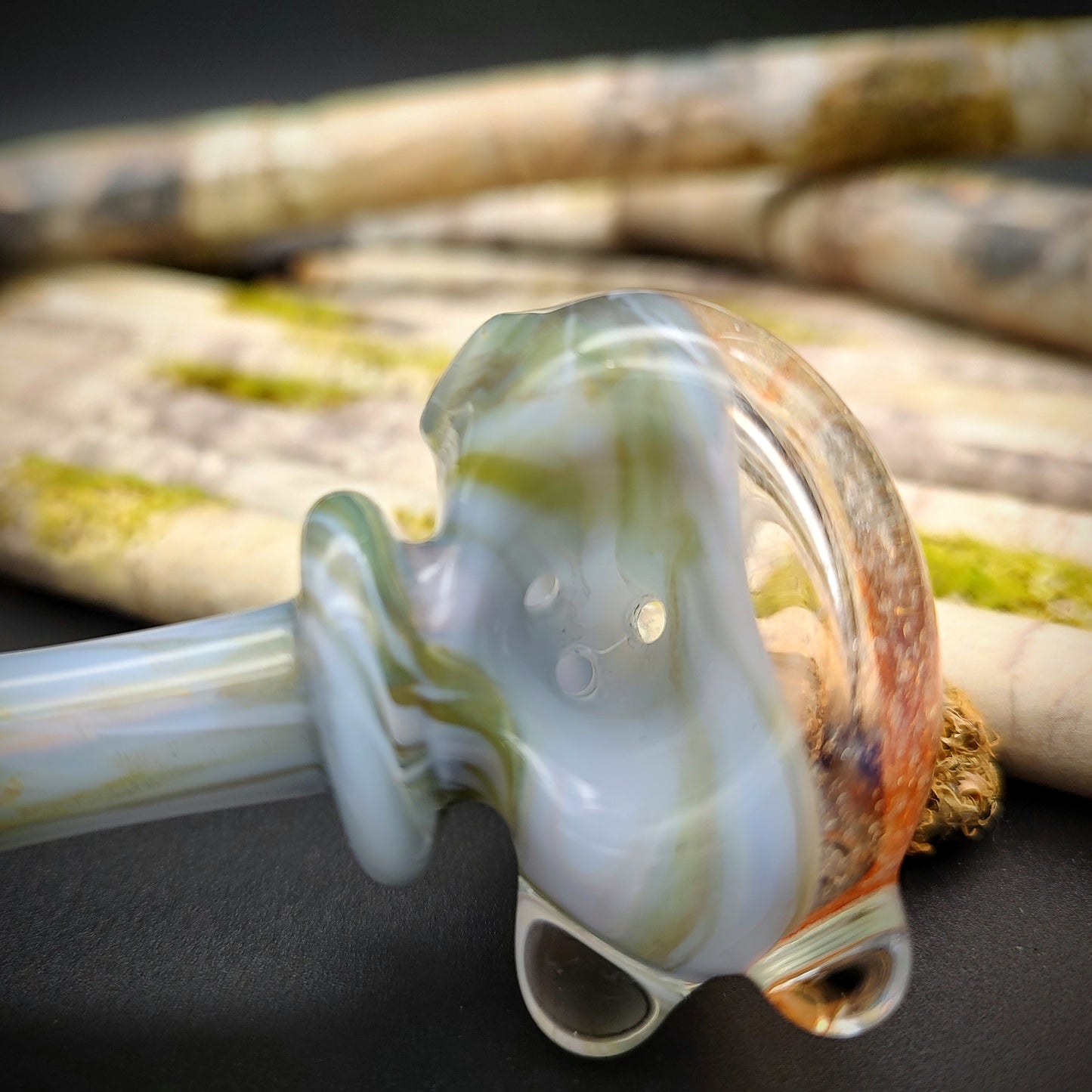 Dichro Faced Hand Pipe - Marbled Blue/Green (Ready to Ship)