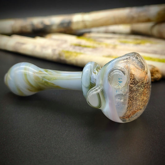 Dichro Faced Hand Pipe - Marbled Blue/Green (Ready to Ship)