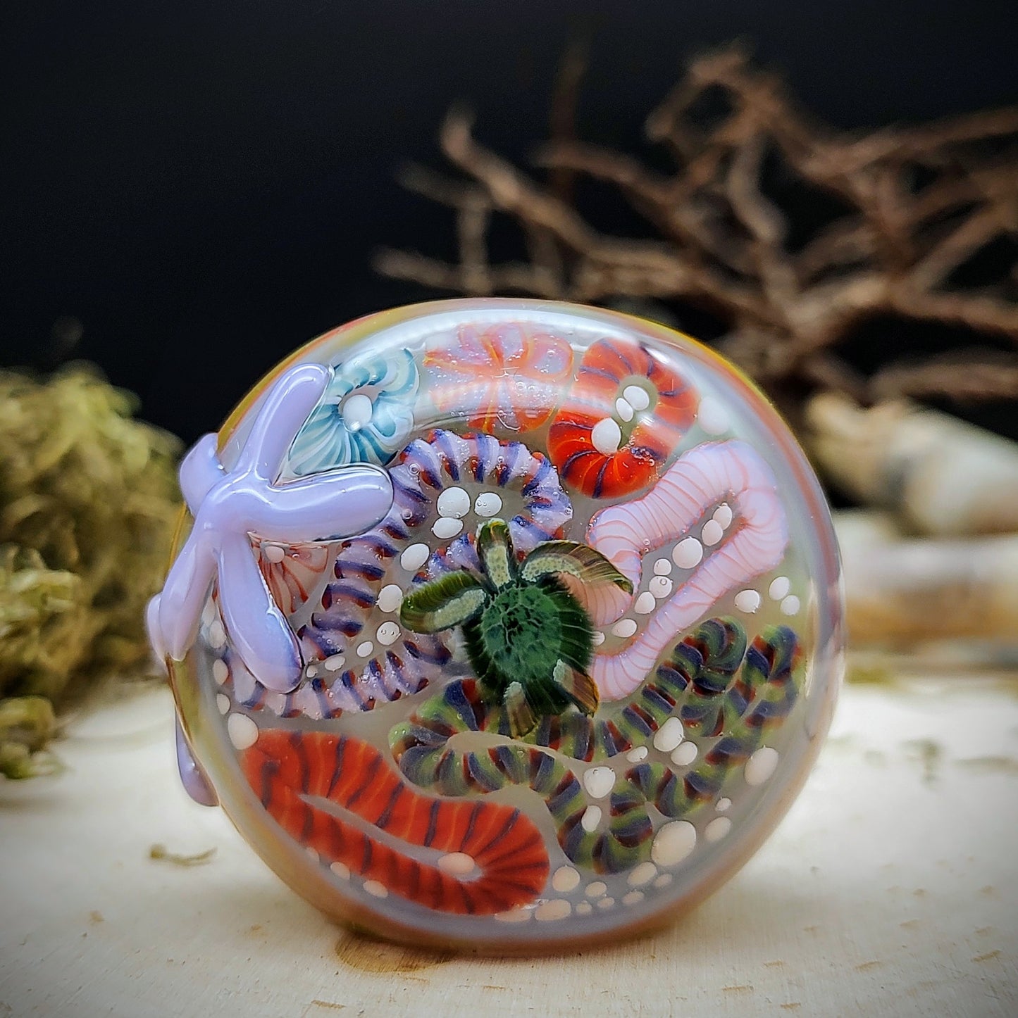 Starfish Seascape Marbled Hand Pipe (Ready to Ship)