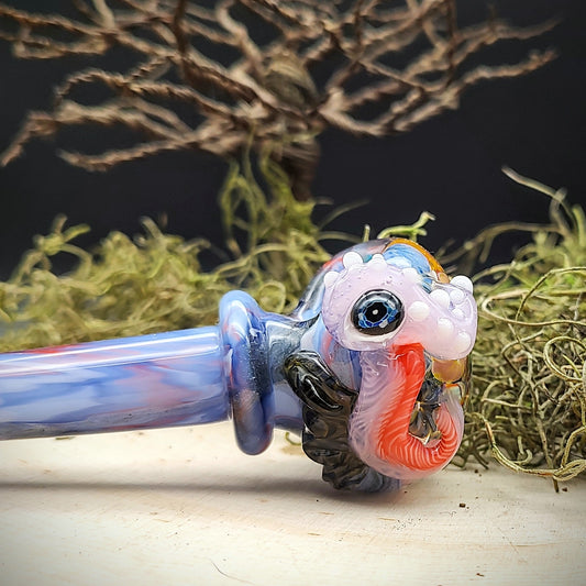 Seahorse Seascape Marbled Hand Pipe (Ready to Ship)